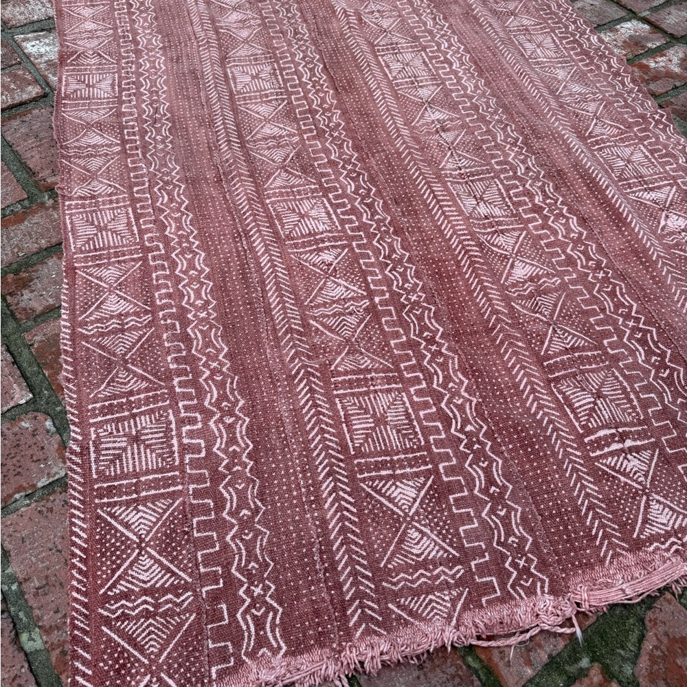 Vintage African Faded Terracotta Mudcloth 60” L x 41” W Textile | No. 126 - Picture 4 of 8